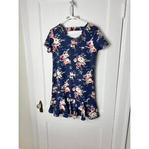 blue rain dresses Navy Metallic Tweed Short Sleeve Shift Dress – Sail to Sable main image 0